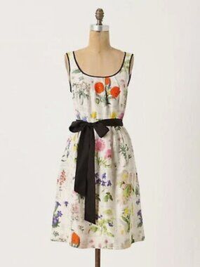 Anthropologie Moulinette Soeurs 'Tuileries' Botanical Floral Print Silk Dress